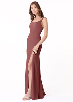 Azazie Salma Final Sale Amethyst Sheath Side Slit Chiffon Dress image3