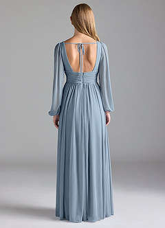 Azazie Norah Jurken voor bruidsmeisjes Jurk van Mesh met A-Lijn Stoffig Blauw image6