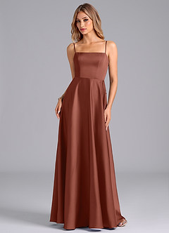 Azazie Elita Brautjungfernkleider A-Linie Plissee Stretch-Satin Kleid Rotbraun image6