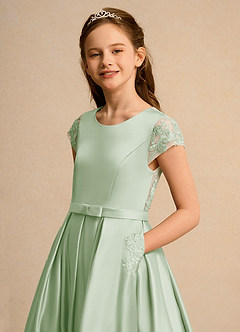 Azazie Bunny Junior Formal vestidos de niña de las flores Vestido de Salvia Polvorienta de Encaje de Princesa image4