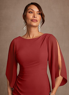 Azazie Anaheim Mother of the Bride Dresses Rust A-Line Pleated Chiffon Dress image4