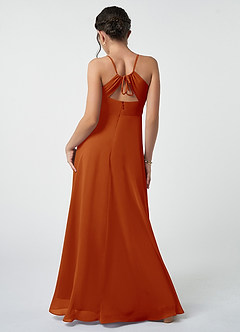 Azazie Avelina Junior Paprika A-Line Pleated Chiffon Dress image3