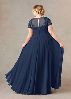 Azazie Annette Mother of the Bride Dresses Dark Navy A-Line Lace Chiffon Dress image8