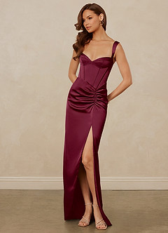 Christian Siriano Bridal for Azazie 1017 Bridesmaid Dresses Mulberry Sheath Sweetheart Neckline Stretch Satin Dress image3