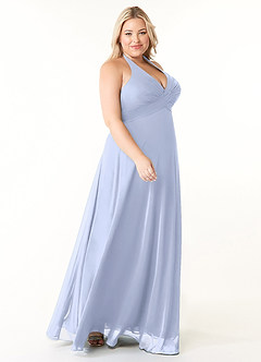 Azazie Tessie Bridesmaid Dresses Ice A-Line V-Neck Pleated Chiffon Dress image8