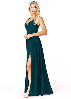 Azazie Chanel Bridesmaid Dresses Pine A-Line Pleated Chiffon Dress image3