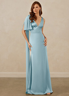 Christian Siriano Bridal for Azazie 1011 Bridesmaid Dresses Moody Blue Mermaid Bow Stretch Satin Dress image5