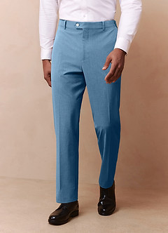 front James Steel Blue Structured Stretch Dress Pants