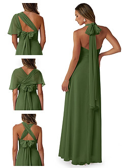 Azazie Fifi At-home Try On Dresses Matcha A-Line Strapless Chiffon Convertible Dress image8