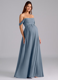 Azazie Saige Maternity Bridesmaid Dresses A-Line Pleated Chiffon Floor-Length Dress image1