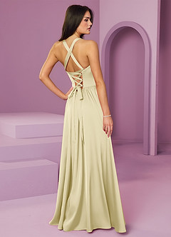 Barbie ♥ Azazie Vestidos de damas de honor Vestido de Sorbete De Limón de Satén Elástico de Corte en A con Con bolsillos image9