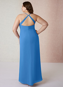 Azazie Manila Bridesmaid Dresses Blue Jay Sheath V-Neck Chiffon Dress image8
