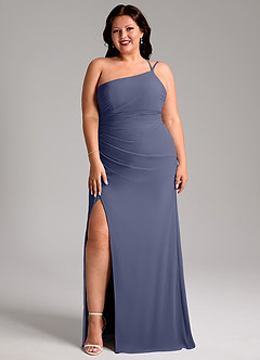 Azazie Eren Bridesmaid Dresses Stormy Sheath One Shoulder Chiffon Dress image10
