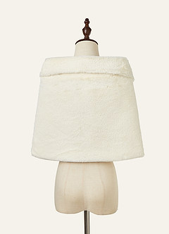 front Brooch Faux Fur Cape