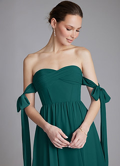 Azazie Ayanna Bridesmaid Dresses Peacock A-Line Off the Shoulder Chiffon Dress image5