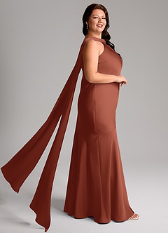 Azazie Kinsley Bridesmaid Dresses Auburn Mermaid Side Slit Stretch Satin Dress image10