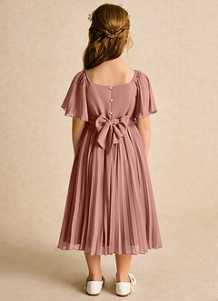 Azazie Gisele Abiti da Ragazza di Fiori Abito A-Line in Chiffon Plissettato Cedro Rosa image6