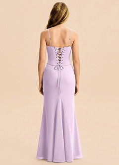 Azazie Sorrel Junior Frosted Lilac Mermaid Pleated Chiffon Dress image7