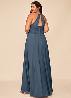 Azazie Ginger Bridesmaid Dresses Neptune A-Line Halter Pleated Chiffon Dress image11