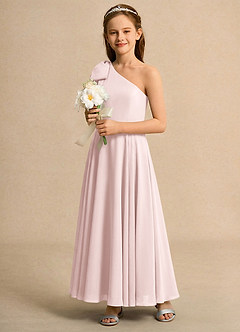 Azazie Guppy Girls Formal Abiti da Ragazza di Fiori Abito A-Line in Chiffon Monospalla Rosa Rossore image6