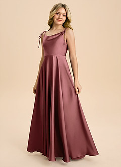 Azazie Popsy Junior Robe Trapèze en Satin extensible Arc Améthyste image6