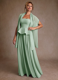 Azazie Josabeth Mère de la mariée Robes Robe Trapèze en Mousseline de soie Plissée Agave image2