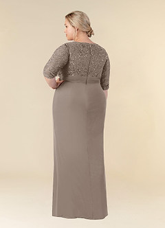 Azazie Macie Mother of the Bride Dresses Taupe Sheath Scoop Sequins Lace Dress image10