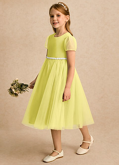 Azazie Kaylor Flower Girl Klänningar Klänning A-linje i Tyll Plisserad image4