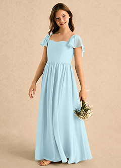 Azazie Patsy Girls Formal Jurken voor bloemenmeisjes A-lijn Jurk van Chiffon Sweetheart-halslijn Wolkenblauw image5