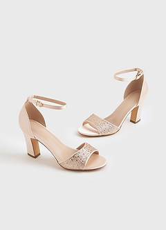 front Rhinestone Strap Block Heel Sandals