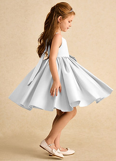 Azazie Jessie Flower Girl Dresses Diamond White A-Line Bow Matte Satin Dress image5