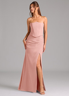 Azazie Jenine Bridesmaid Dresses Rosette Mermaid Strapless Chiffon Dress image5