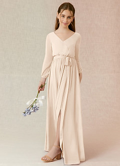Azazie Angelica Junior White Alabaster A-Line Pleated Chiffon Dress image5