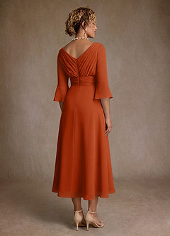 Azazie Aerynne Kleider für die Brautmutter A-Linie Plissee Chiffon Kleid Gebranntes Orange image2