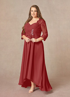 Azazie Devereaux Mother of the Bride Dresses Rust A-Line Lace Chiffon Dress image9