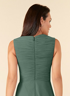 Azazie Theron At-home Try On Dresses Agave A-Line V-Neck Pleated Chiffon Dress image5