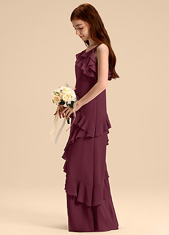 Azazie Evara Junior Vestido de Cabernet de Gasa de Corte en A image5