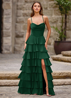 Rhythm Emerald Green Ruffled A-line Prom Dress image7