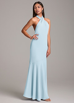 Azazie Lorena Bridesmaid Dresses Sky Blue Mermaid Pleated Chiffon Dress image5