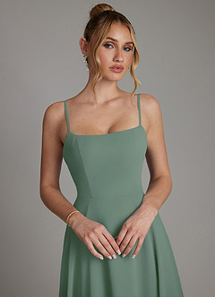 Azazie Elita Bridesmaid Dresses Eucalyptus A-Line Pleated Chiffon Dress image3