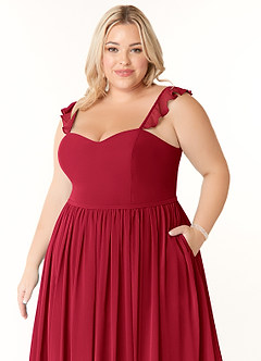 Azazie Metz Final Sale Scarlet A-Line Sweetheart Ruched Chiffon Dress image11
