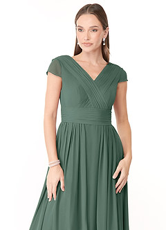 Azazie Organa Bridesmaid Dresses Sea Moss A-Line Pleated Chiffon Dress image5