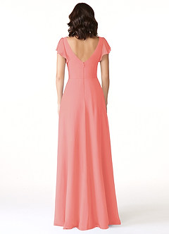Azazie Omari Bridesmaid Dresses Coral A-Line Chiffon Dress image2