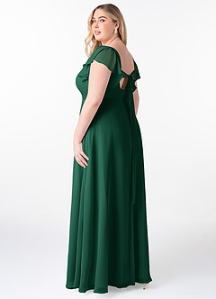 Azazie Syenna Bridesmaid Dresses Emerald A-Line Ruched Chiffon Dress image9