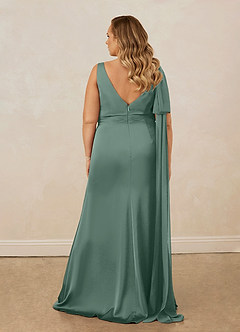 Christian Siriano Bridal for Azazie 1011 Bridesmaid Dresses Eucalyptus Mermaid Bow Stretch Satin Dress image19