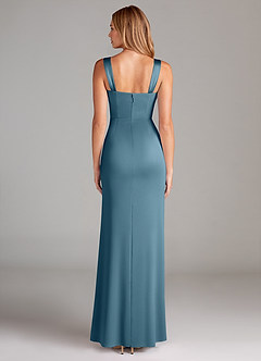 Azazie Denice Bridesmaid Dresses Bermuda A-Line Pleated Stretch Satin Dress image2