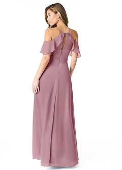 Azazie Dakota Bridesmaid Dresses Vintage Mauve A-Line V-Neck Pleated Chiffon Dress image2