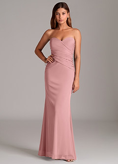 Azazie Katelyn Bridesmaid Dresses Dusty Rose Sheath Strapless Mesh Convertible Dress image5