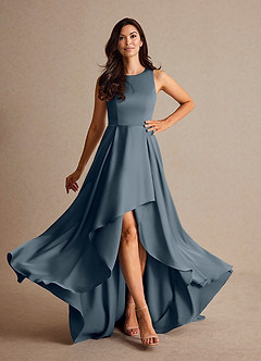 Azazie Niles vestidos de madre de la novia Vestido de Crepúsculo de Satén Elástico de Corte En A con Trenes image2
