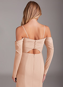 Azazie Hallie Bridesmaid Dresses English Rose Mermaid Long Sleeve Chiffon Dress image6